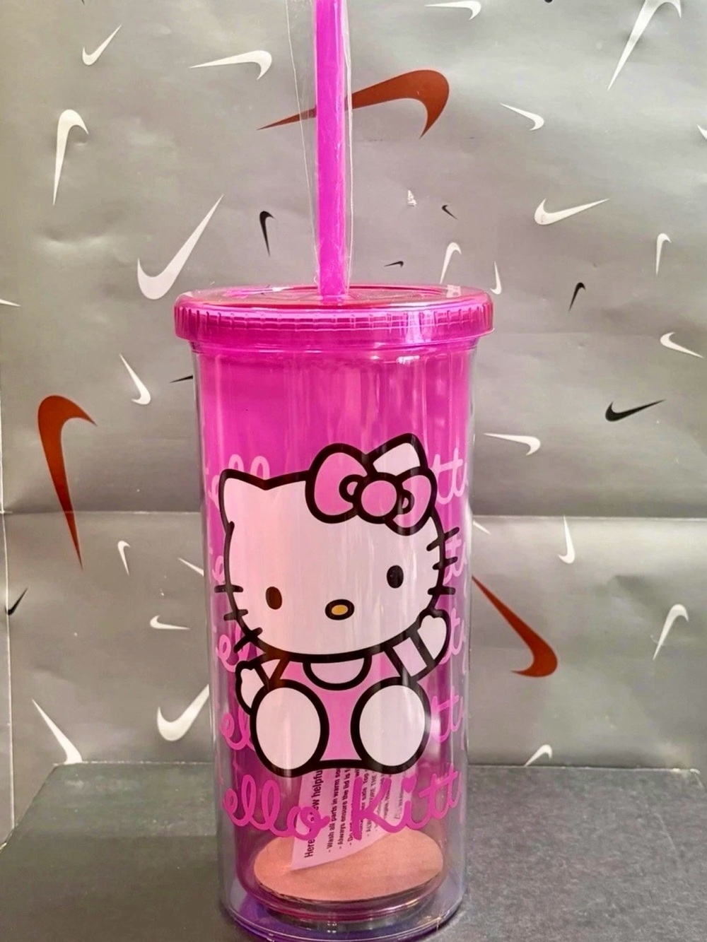 Hello Kitty Sanrio Pink Acrylic Tumbler Cup Straw 20oz New